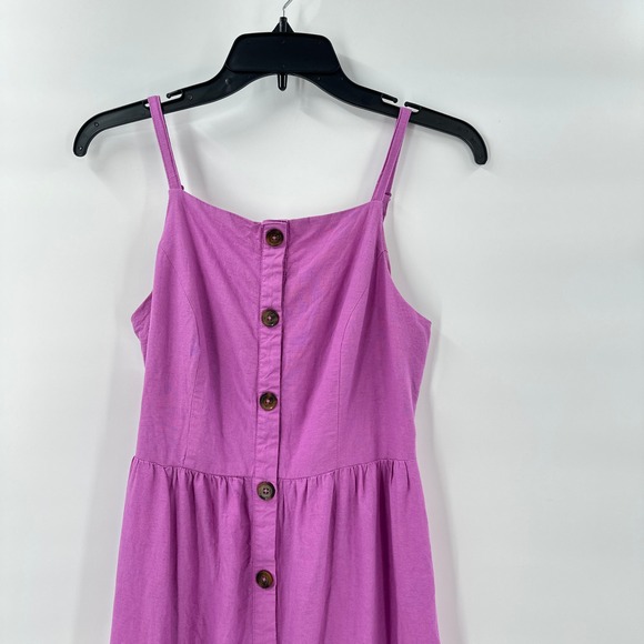 Boho Lilac Eyelet Midi‎ Sundress Small Button Spaghetti Strap Summer Festival - Picture 4 of 11